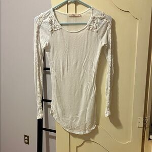 Elodie Cream Rayon& Cotton Top with Lace Accents